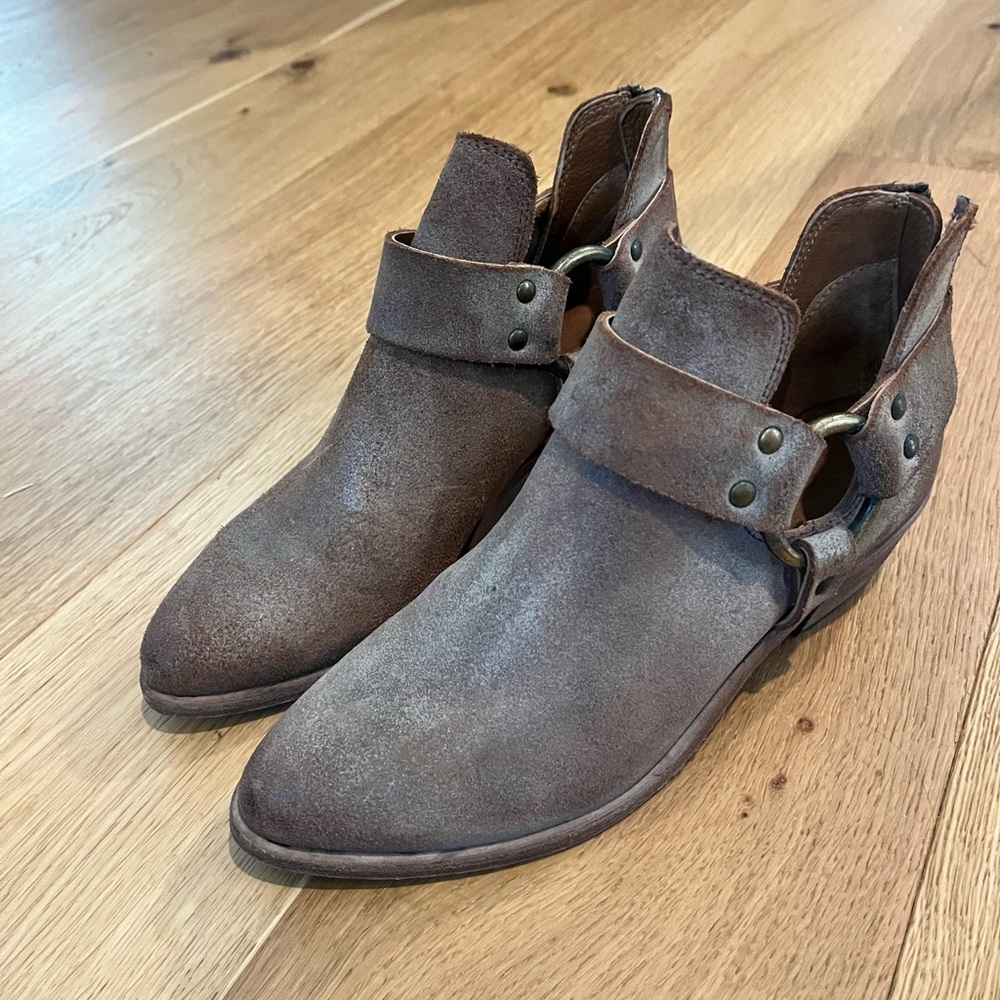 Frye Distressed Gray Ankle Booties